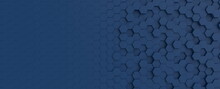 Hexagonal Dark Blue Navy Background Texture Placeholder, 3d Illustration, 3d Rendering Backdrop