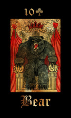 Bear. Card of Lenormand oracle deck Gothic Mysteries