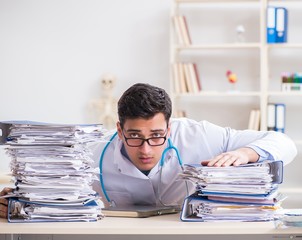 Sticker - Busy doctor with too much work in hospital