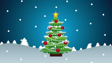 Sticker - happy merry christmas animation with pine tree