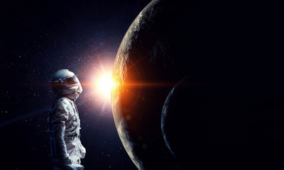 Wall Mural - spaceman and his mission. mixed media