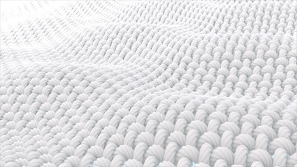 Close up fabric fiber in underwater. fiber with spiral surface. and the Surface is a waves. 3d rendering.
