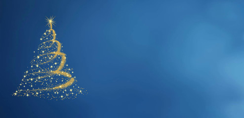 During the winter months of December celebration in the golden gift merry Christmas tree image of a star on the blue color background texture of  objects. for pattern
