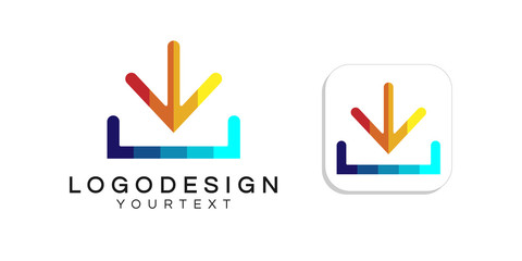 Poster - download button logo design. icon app smartphone color full