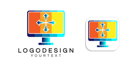 Fototapete - share files logo design. icon app smartphone color full