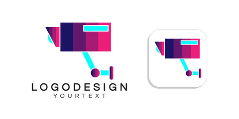 Poster - CCTV logo design. icon app smartphone color full