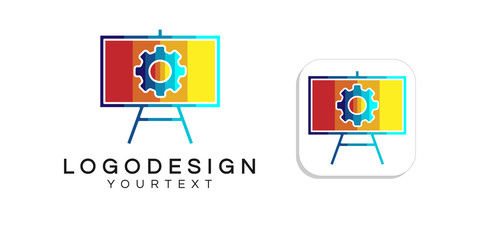 Poster - engineering school logo design. icon app smartphone color full