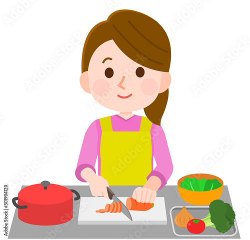 料理をする 食材を切る女性 イラスト Stock Vector Adobe Stock 料理をする 食材を切る女性 イラスト Stock Vector Adobe Stock