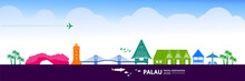 Palau Travel Destination Grand Vector Illustration.