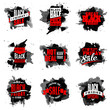 Black Friday sale logo design template set on black ink bloat background