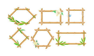 Wall Mural - Set Of Bamboo Frames Of Different Shapes Vector Illustration