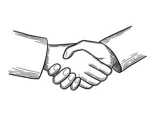 Poster - Handshake sketch. Business concept people handshakes vector doodles. Illustration handshake business cooperation, hand sketch drawing