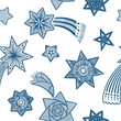 Seamless Vector Christmas Pattern with Hand Drawn Ornamental Stars and Comets