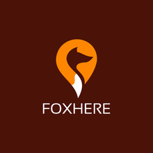 Simple Flat Mark Point Fox Logo Design