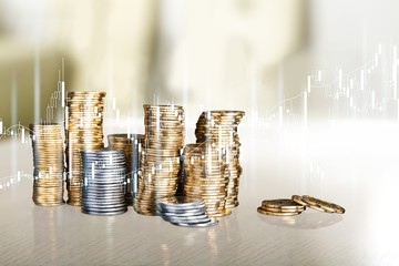 Wall Mural - Stacks of coins - isolated image