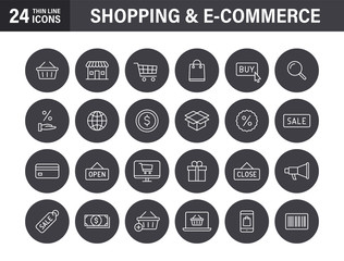 Wall Mural - set of e-commerce and shopping web icons in line style. mobile shop, digital marketing, bank card, g