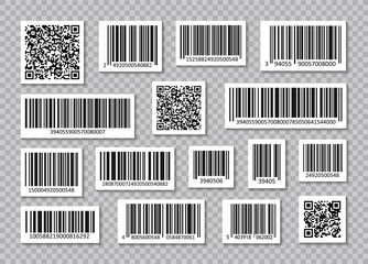 Poster - set of bar code and qr codes. code stripes sticker. bar code collection. digital marketing. product 