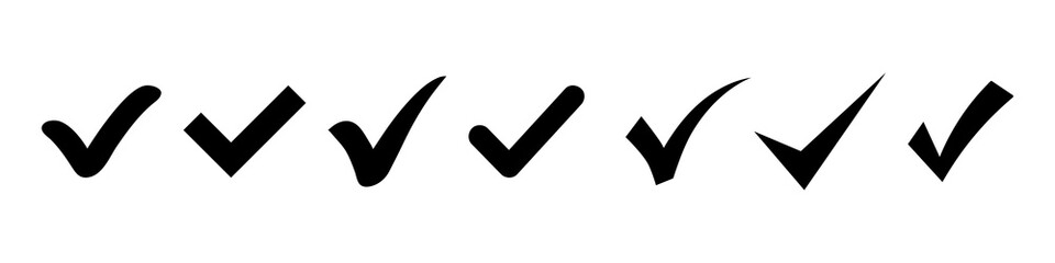 Set of Simple check mark. Black check mark icon. Tick symbol, vector illustrations. Accept okay symbol for approvement or checklist design