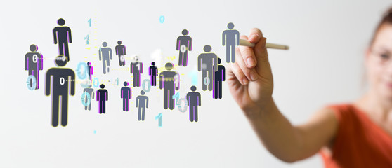 Poster - connected symbols for digital, interactive and global communication concept