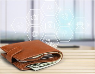 Poster - Wallet with Money and Credit Cards in it