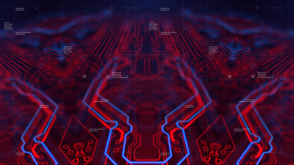 Poster - Dark red colored Light Abstract Technology background for computer graphic website internet and business circuit. illustration infographics motion move blur neon pixel