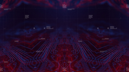 Poster - Dark red colored Light Abstract Technology background for computer graphic website internet and business circuit. illustration infographics motion move blur neon pixel