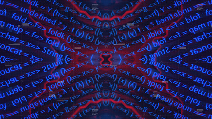 Wall Mural - HUD interface. Head up display.  Mirrored pattern. Blue, red background with digital integrated network technology. Printed circuit board. Technology background. Neon. 3D illustration. Computer infogr