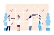 © MicroOne - Medical schedule. Doctors work schedule vector illustration. Clinic team, agenda, hospital staff characters. Medical doctor appointment, medicine schedule service