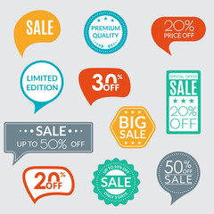 Sticker - sale sticker or label set. price off tag and badges collection. discount and promotion icons. vector