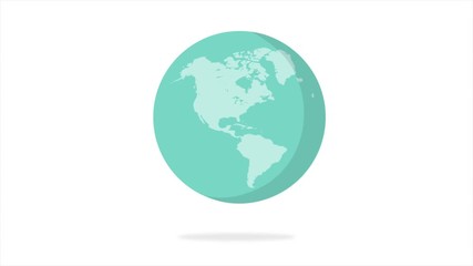 Poster - Flat design spinning Earth isolated on white. Animation of planet Earth. Flat design