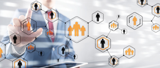 Wall Mural - people icons social network. orange and black people icons.