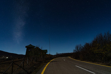 empty road on a clear moonlit night