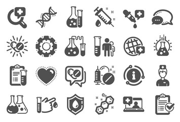 Poster - medical healthcare, doctor icons. drug testing, scientific discovery and disease prevention signs. c