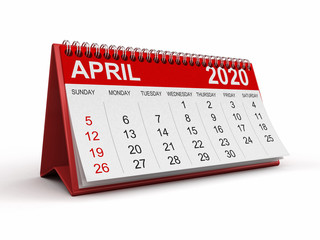 Calendar -  April 2020  (clipping path included)