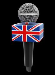 Poster - Microphone with UK flag. Image with clipping path