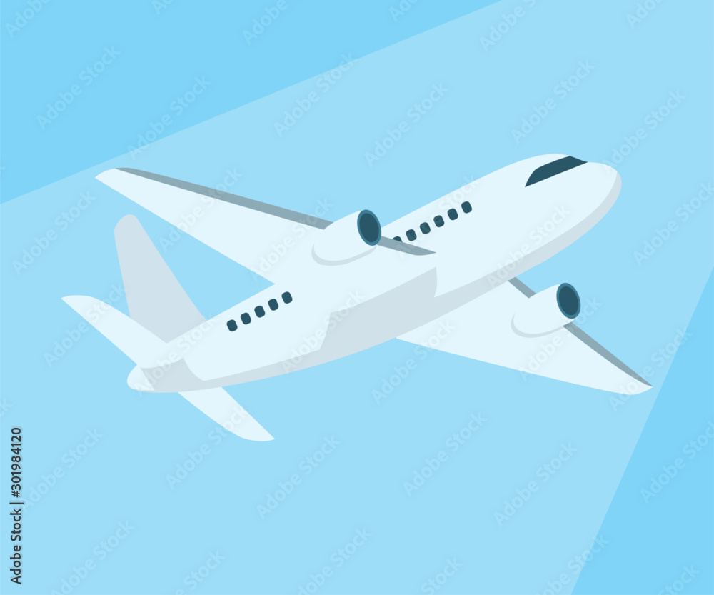 Plane flying high in the sky Stock Vector | Adobe Stock
