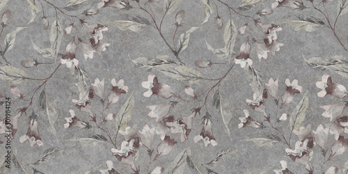 Naklejka nad blat kuchenny seamless floral background with flowers on the cement, wallpaper or fashion design