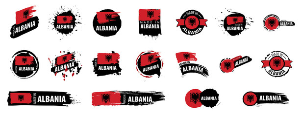 Wall Mural - Albania flag, vector illustration on a white background