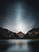 Night Sky With Stars By Mountainlake Plansee Austria