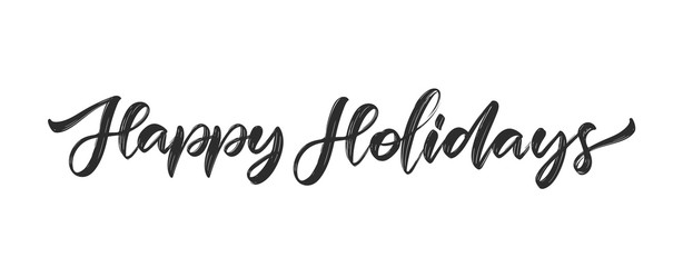 Wall Mural - handwritten calligraphic modern brush type lettering of happy holidays on white background