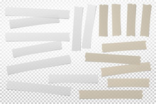 Brown, White Adhesive, Sticky, Masking, Duct Tape Strips For Text Are On Squared Gray Background. Vector Illustration
