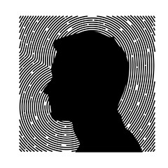 fingerprint man or human silhouette. digital security authentication concept. biometric authorizatio