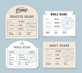 retro vintage coffee beans label set.