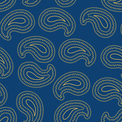 Poster - Golden Paisley seamless pattern print background design