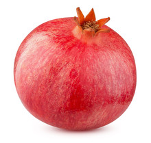 One Ripe Pomegranate Fruit Isolated On A White Background