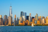 Fototapeta Nowy Jork - View of the waterways of lower Manhattan and the World Financial Center from Liberty State Park in Jersey City, New Jersey -08