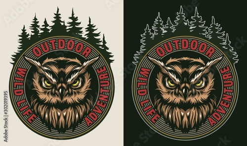 Vintage wildlife colorful badge