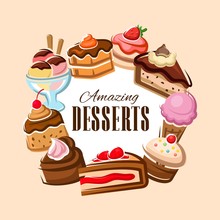 Cake, Cupcake, Muffin And Ice Cream. Dessert Food