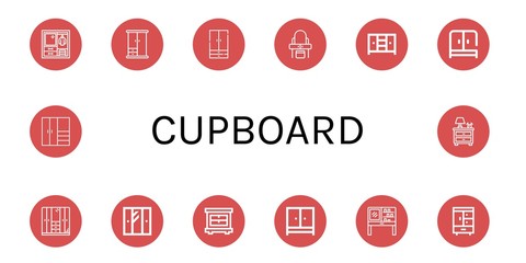 Poster - Set of cupboard icons such as Wardrobe, Dressing table, Closet, Nightstand , cupboard