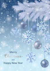 Wall Mural - Christmas and New Year Vector Greeting Card